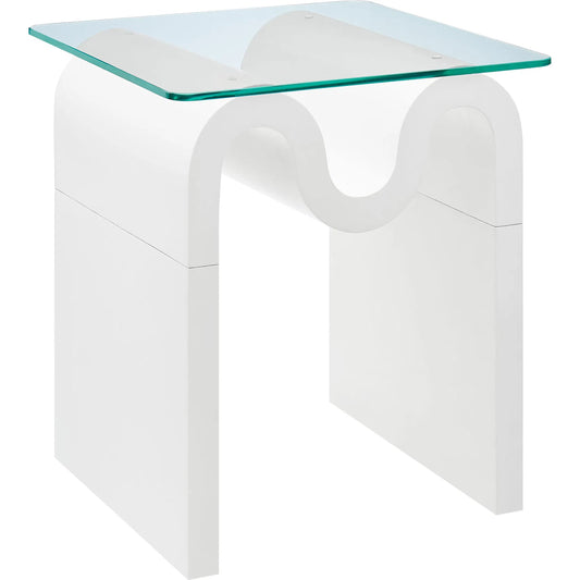Claiborne Glass Top Side Table by Evans & Londeen. Made from glass top in a unique style.