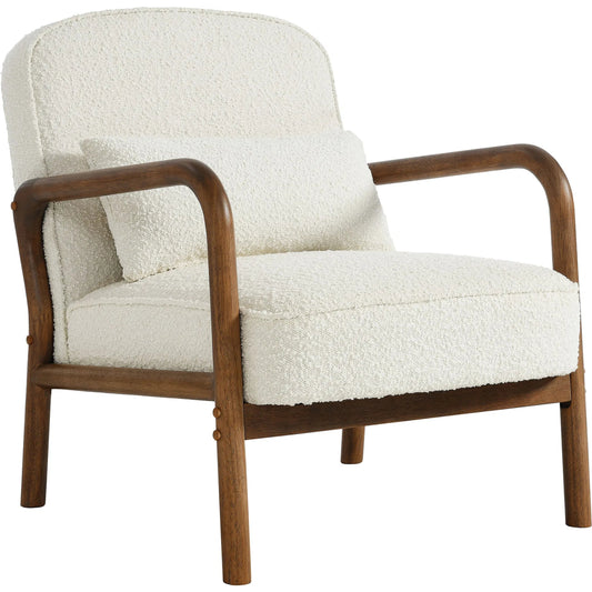 Independent Boucle Armchair by Evans & Londeen in ivory. Made from boucle upholstered in a unique style.