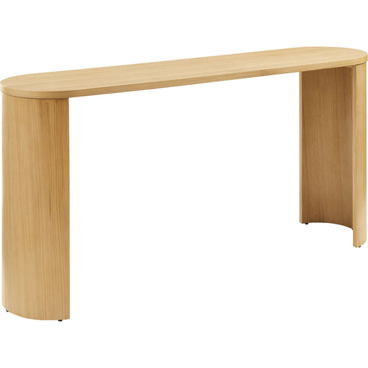 Rincon Oval Wood Console Table by Evans & Londeen in oak. Made from oval wood in a unique style.