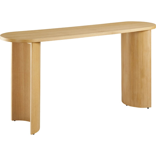 Rincon Oval Wood Console Table by Evans & Londeen in oak. Made from oval wood in a unique style.