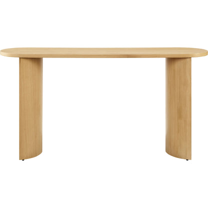 Swisher Oval Wood Entryway Console Table by Evans & Londeen in oak. Made from oval wood in a transitional style.