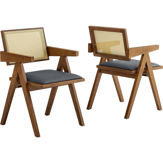 Moca Vegan Cane Dining Armchairs (Set of 2) by Evans & Londeen. Made from vegan leather cane in a unique style.