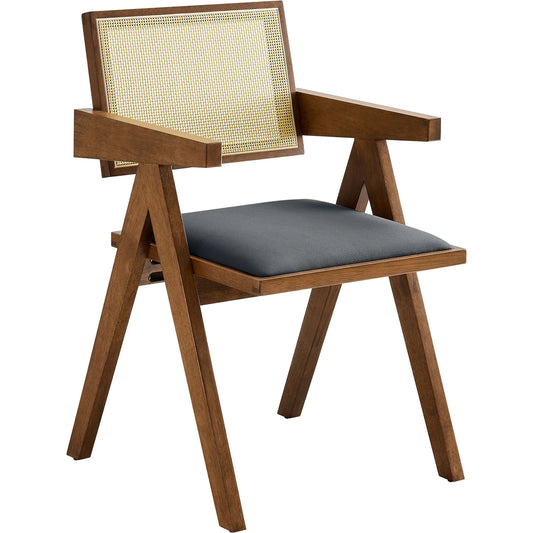 Moca Vegan Cane Dining Armchairs (Set of 2) by Evans & Londeen. Made from vegan leather cane in a unique style.
