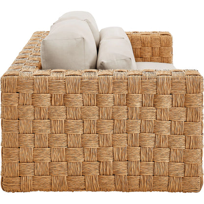 Volusia Rattan Loveseat by Evans & Londeen in natural light gray. Made from rattan in a rustic style.