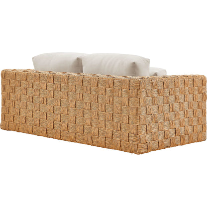 Volusia Rattan Loveseat by Evans & Londeen in natural light gray. Made from rattan in a rustic style.