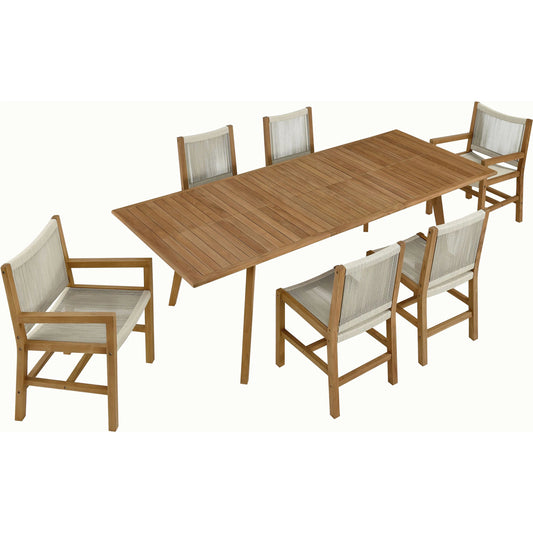 Baldwin Outdoor 7-Piece Teak and Rope Dining Set by Evans & Londeen. Made from teak, rope in a unique style.