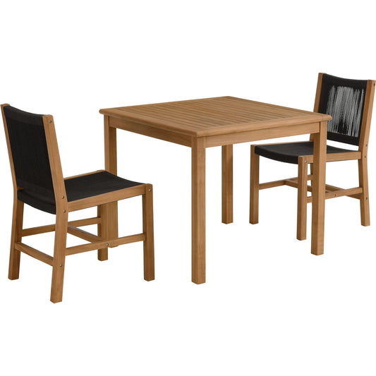Baldwin Outdoor 3-Piece Teak and Rope Dining Set with Armless Chairs by Evans & Londeen. Made from teak, rope in a unique style.