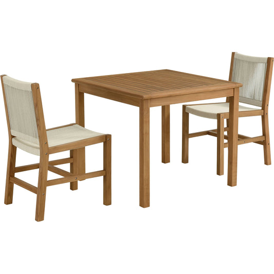 Baldwin Outdoor 3-Piece Teak and Rope Dining Set with Armless Chairs by Evans & Londeen. Made from teak, rope in a unique style.