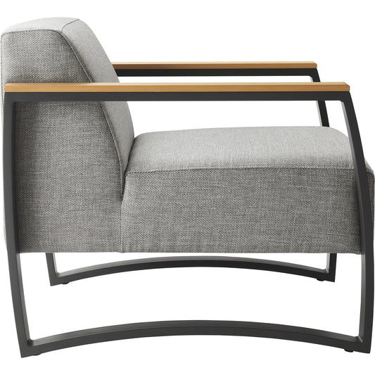 Jo Outdoor Patio Armchair by Evans & Londeen. Made from aluminum, fabric in a unique style.