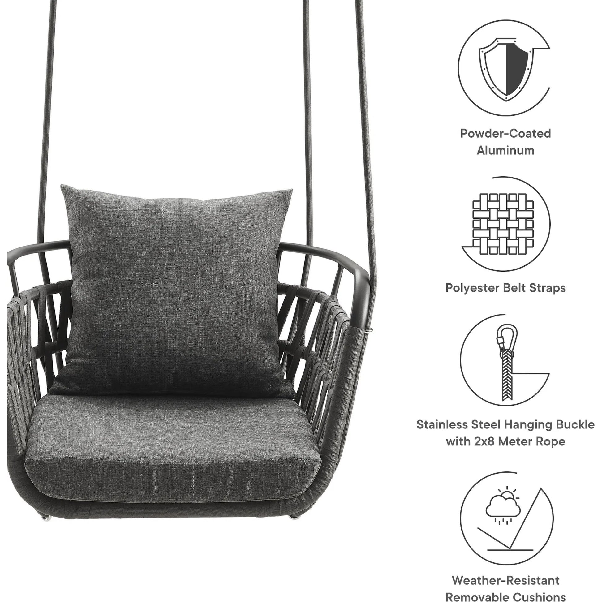 Robeson Aluminum Swing Chair by Evans & Londeen. Made from aluminum in a transitional style.