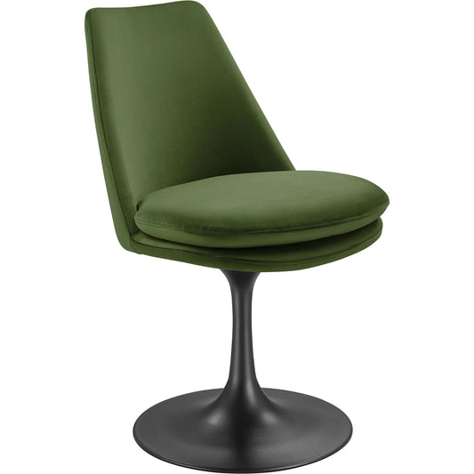 Halstead Swivel Dining Side Chair by Evans & Londeen. Made from performance velvet in a unique style.