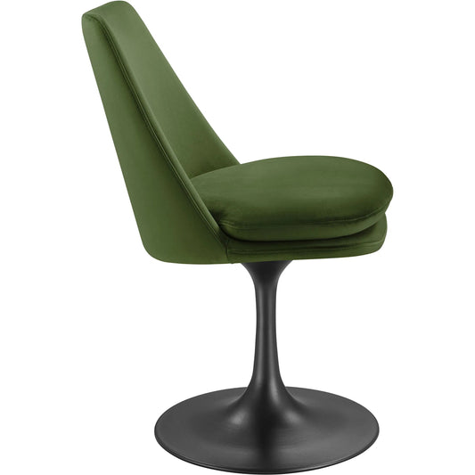 Halstead Swivel Dining Side Chair by Evans & Londeen. Made from performance velvet in a unique style.