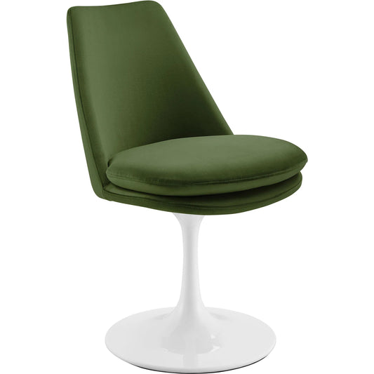 Halstead Swivel Dining Side Chair by Evans & Londeen. Made from performance velvet in a unique style.