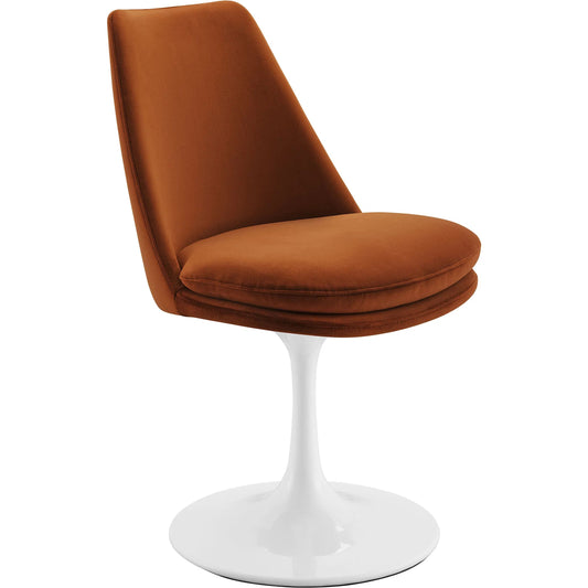 Halstead Swivel Dining Side Chair by Evans & Londeen. Made from performance velvet in a unique style.