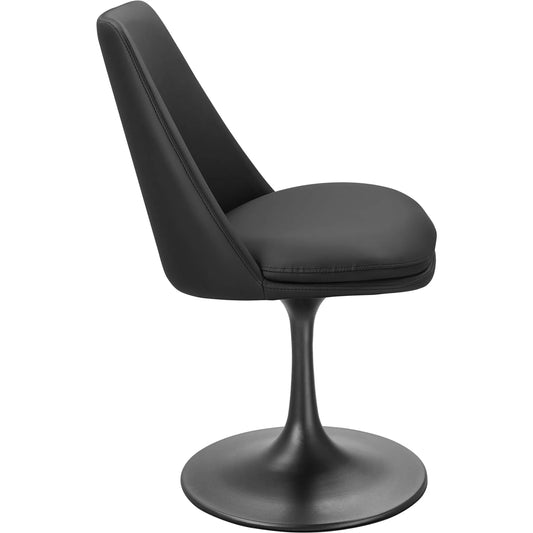 Halstead Swivel Dining Vegan Side Chair by Evans & Londeen. Made from vegan leather in a unique style.