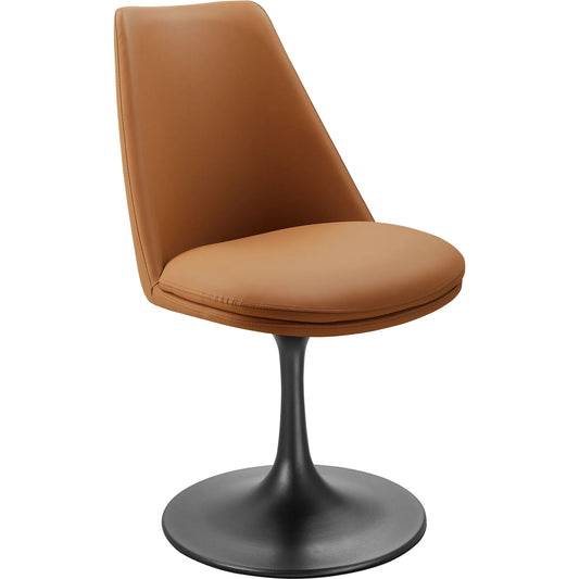 Halstead Swivel Dining Vegan Side Chair by Evans & Londeen. Made from vegan leather in a unique style.