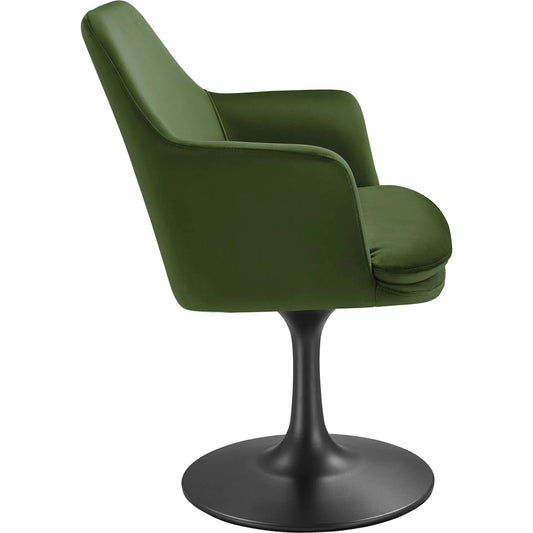 Halstead Swivel Dining Armchair by Evans & Londeen. Made from performance velvet in a unique style.