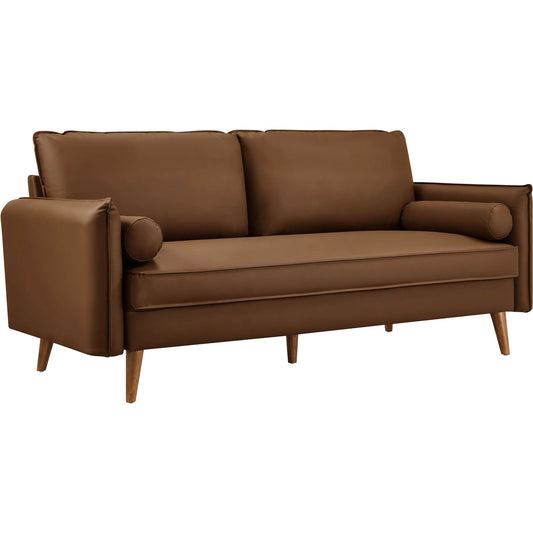 Millet Vegan Sofa by Evans & Londeen. Made from vegan leather in a unique style.