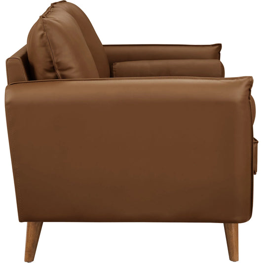 Millet Vegan Sofa by Evans & Londeen. Made from vegan leather in a unique style.