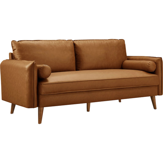 Millet Vegan Sofa by Evans & Londeen. Made from vegan leather in a unique style.