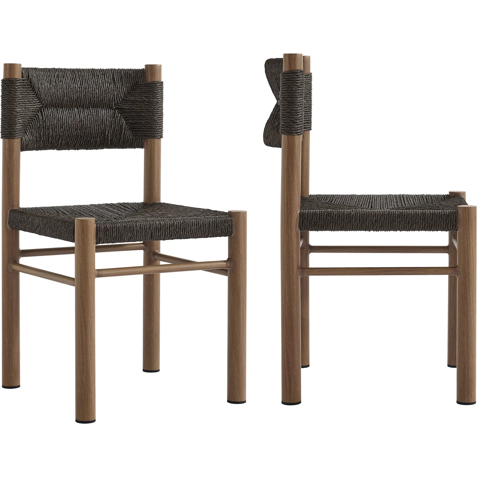 Spink Rattan and Aluminum Dining Side Chairs (Set of 2) by Evans & Londeen. Made from rattan, aluminum in a rustic style.