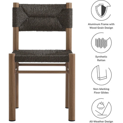 Spink Rattan and Aluminum Dining Side Chairs (Set of 2) by Evans & Londeen. Made from rattan, aluminum in a rustic style.