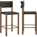 Spink Rattan and Aluminum Counter Stools (Set of 2) by Evans & Londeen. Made from rattan, aluminum in a rustic style.