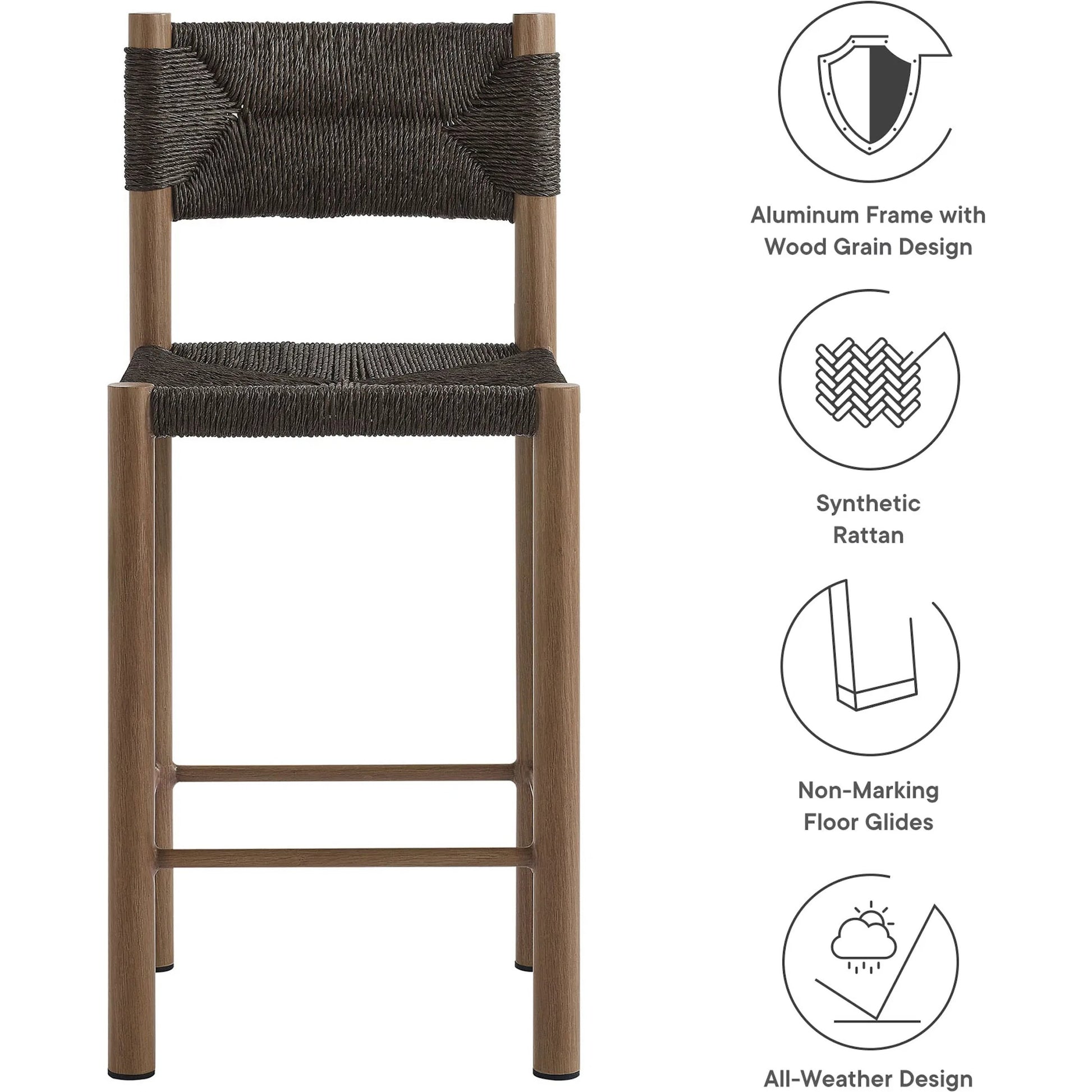 Spink Rattan and Aluminum Counter Stools (Set of 2) by Evans & Londeen. Made from rattan, aluminum in a rustic style.