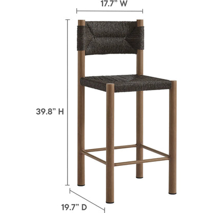 Spink Rattan and Aluminum Counter Stools (Set of 2) by Evans & Londeen. Made from rattan, aluminum in a rustic style.