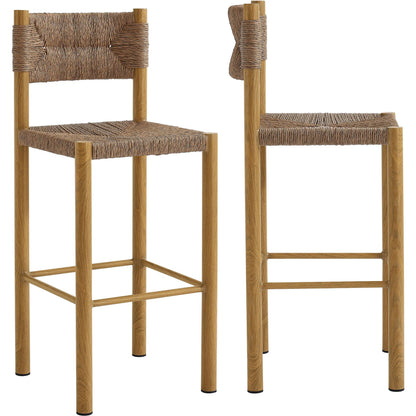 Spink Rattan and Aluminum Bar Stools (Set of 2) by Evans & Londeen. Made from rattan, aluminum in a rustic style.