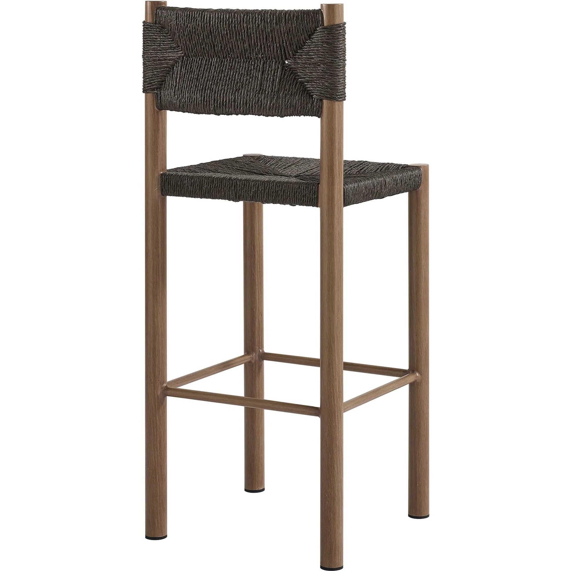 Spink Rattan and Aluminum Bar Stools (Set of 2) by Evans & Londeen. Made from rattan, aluminum in a rustic style.