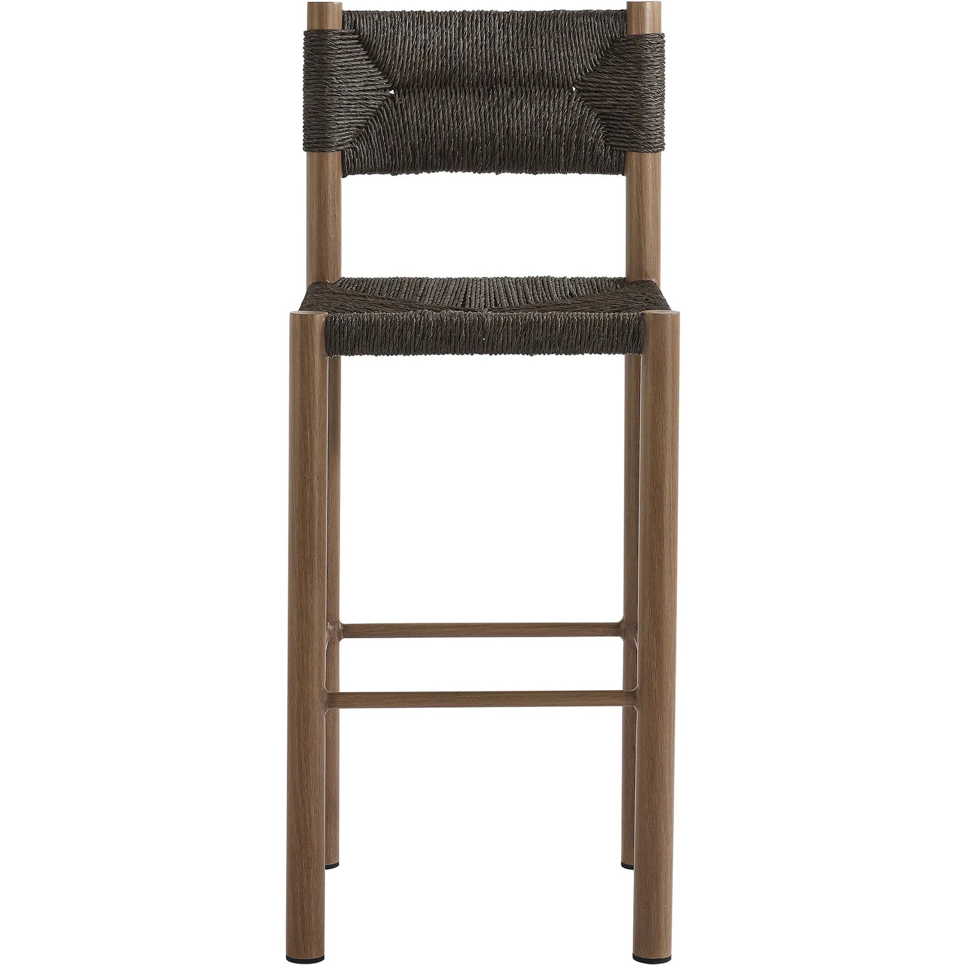 Spink Rattan and Aluminum Bar Stools (Set of 2) by Evans & Londeen. Made from rattan, aluminum in a rustic style.