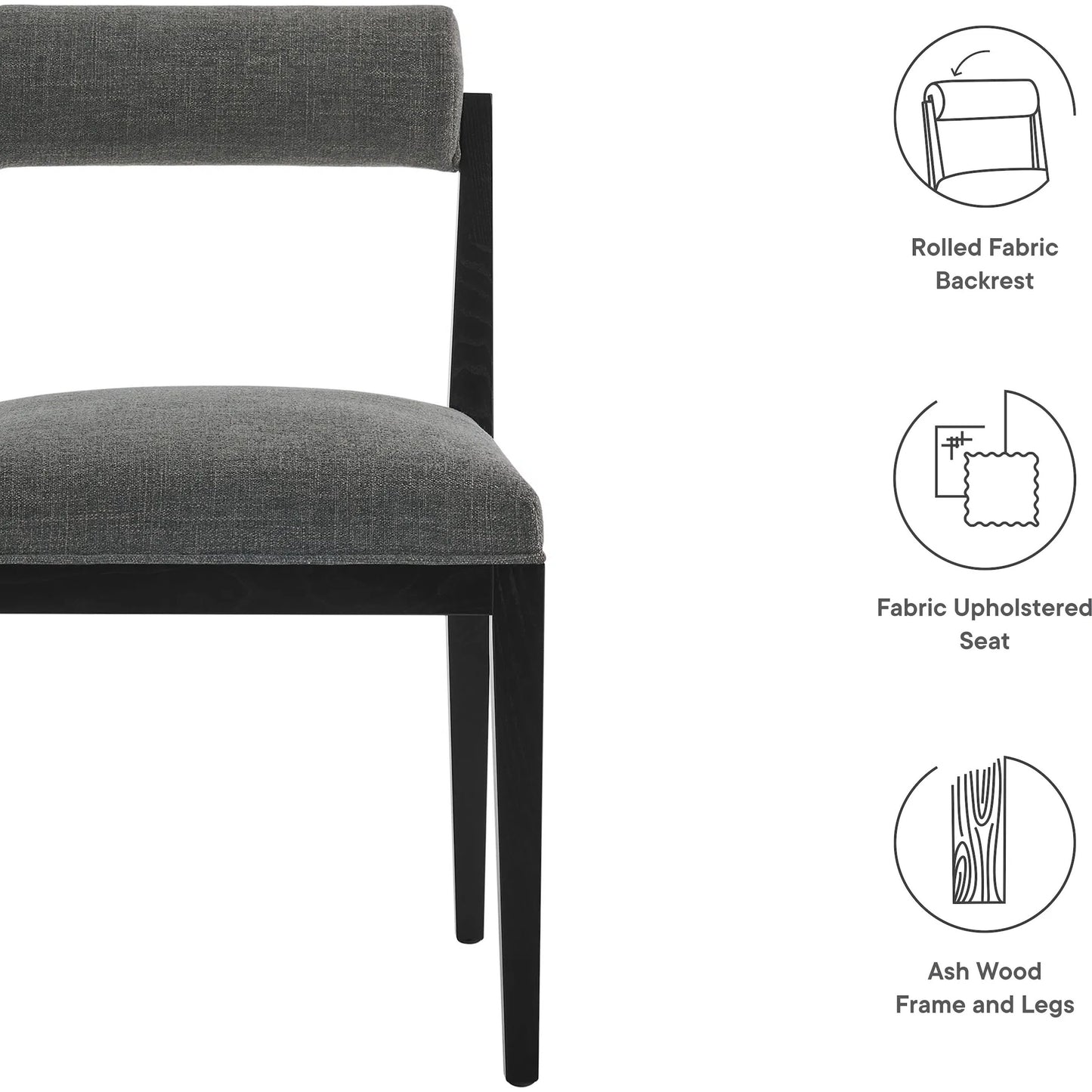 002 SI-2358094 | Closeup | Belknap Dining Chair by Evans & Londeen. Made from fabric in a transitional style.