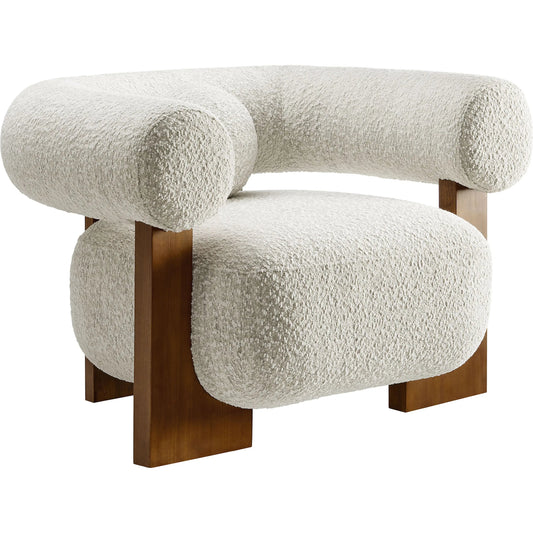 Roane Boucle Accent Chair by Evans & Londeen. Made from boucle in a unique style.