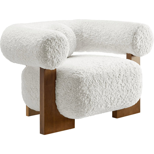 Roane Faux Fur Accent Chair by Evans & Londeen in feather. Made from faux fur fabric in a unique style.