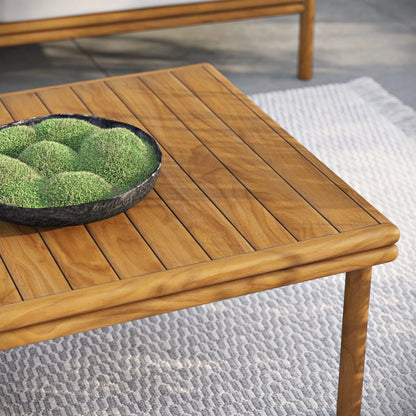 Juab Teak Wood Coffee Table by Evans & Londeen in natural. Made from teak wood in a transitional style.