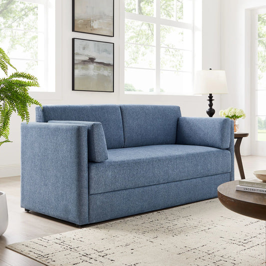 Reno Heathered Chenille Sofa by Evans & Londeen. Made from heathered chenille in a unique style.