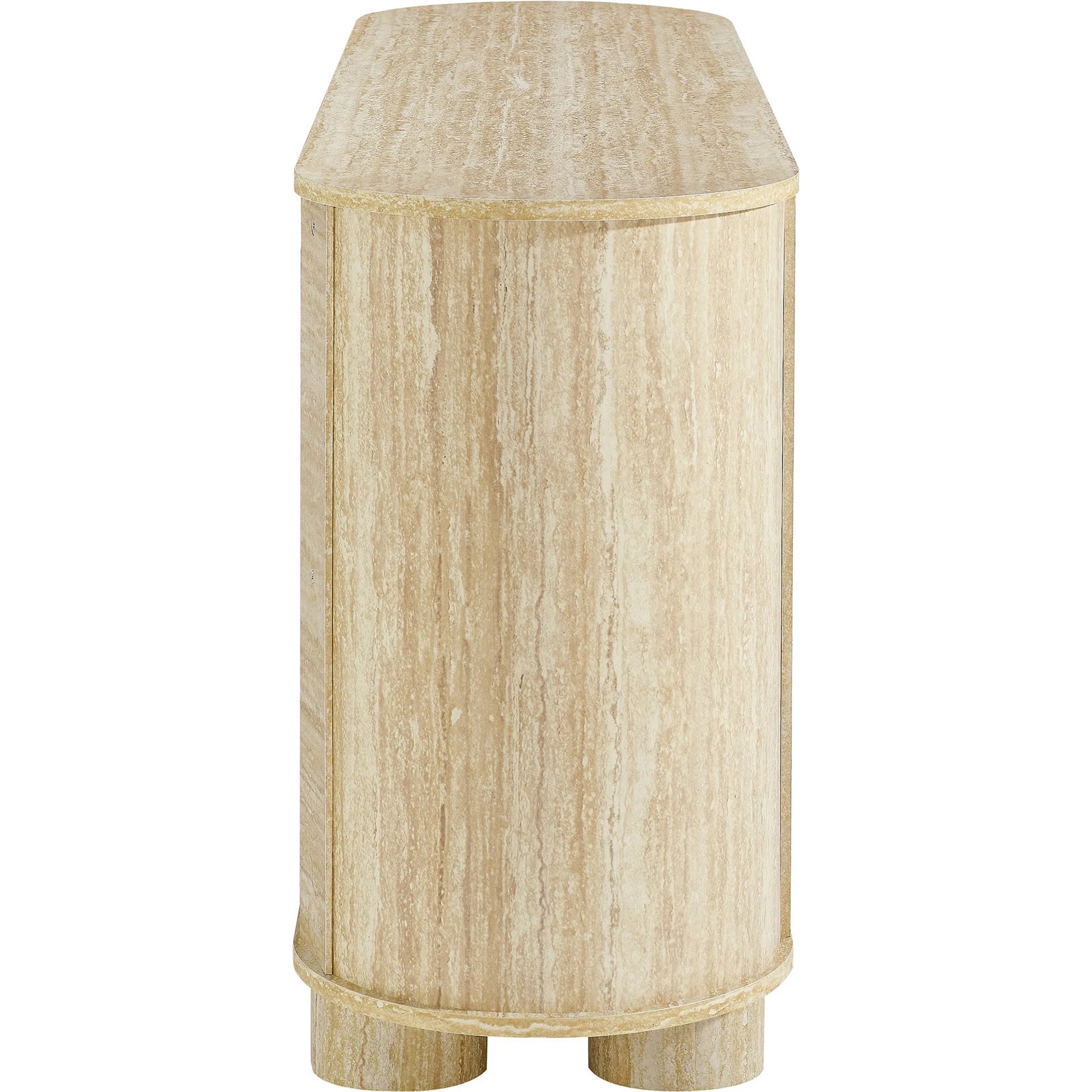 Chase 63” Oval Faux Travertine Sideboard by Evans & Londeen in travertine. Made from faux travertine in a unique style.