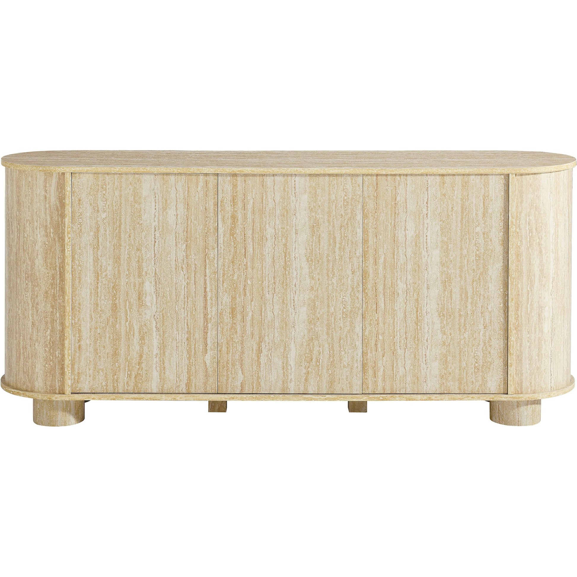 Chase 63” Oval Faux Travertine Sideboard by Evans & Londeen in travertine. Made from faux travertine in a unique style.