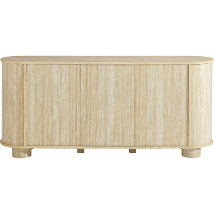 Chase 63” Oval Faux Travertine Sideboard by Evans & Londeen in travertine. Made from faux travertine in a unique style.