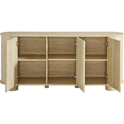 Chase 63” Oval Faux Travertine Sideboard by Evans & Londeen in travertine. Made from faux travertine in a unique style.