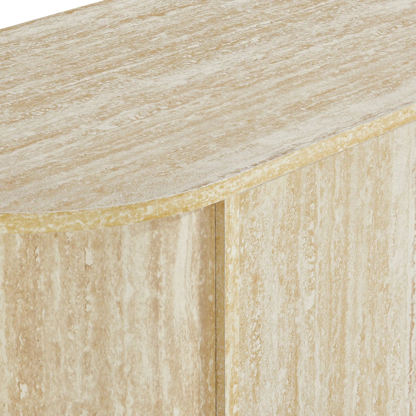 007 SI-2358124 | Closeup | Chase 63” Oval Faux Travertine Sideboard by Evans & Londeen in travertine. Made from faux travertine in a unique style.
