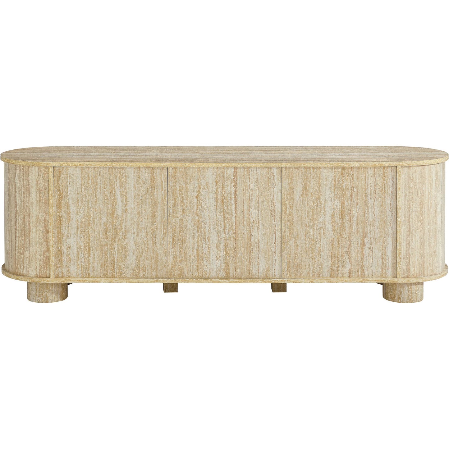 004 SI-2358125 | Additional Silo | Dona 63” Oval Faux Travertine TV Stand by Evans & Londeen in travertine. Made from faux travertine in a transitional style.