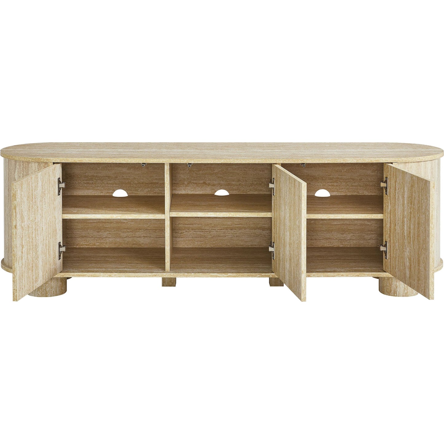 006 SI-2358125 | Additional Silo | Dona 63” Oval Faux Travertine TV Stand by Evans & Londeen in travertine. Made from faux travertine in a transitional style.