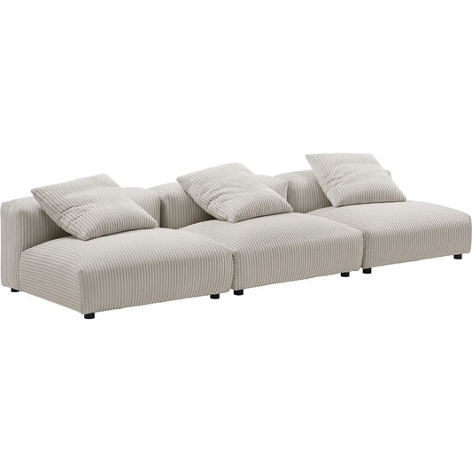Alcorn 3-Piece Modular Corduroy Sofa by Evans & Londeen. Made from corduroy upholstered in a unique style.