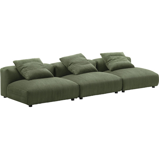 Alcorn 3-Piece Modular Corduroy Sofa by Evans & Londeen. Made from corduroy upholstered in a unique style.
