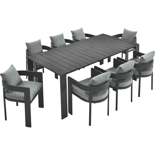 Conejos 9-Piece Outdoor Dining Set by Evans & Londeen. Made from aluminum in a unique style.