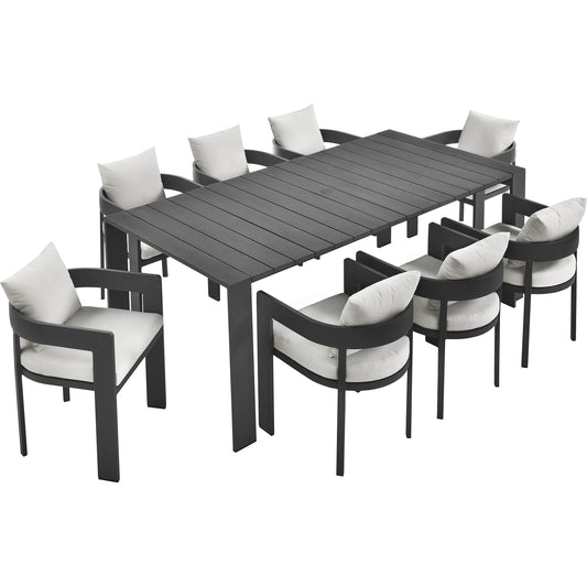 Conejos 9-Piece Outdoor Dining Set by Evans & Londeen. Made from aluminum in a unique style.