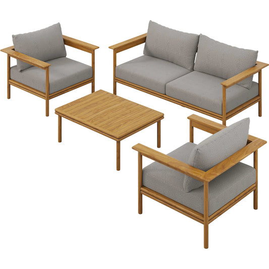 Osawatomie Outdoor 4-Piece Teak Wood Furniture Set by Evans & Londeen. Made from teak wood in a unique style.