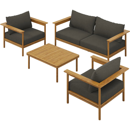 Osawatomie Outdoor 4-Piece Teak Wood Furniture Set by Evans & Londeen. Made from teak wood in a unique style.